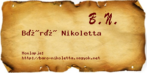 Báró Nikoletta névjegykártya